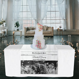 Zeitung Hochzeit Spaß Foto Tischläufer Schild Wandteppich
