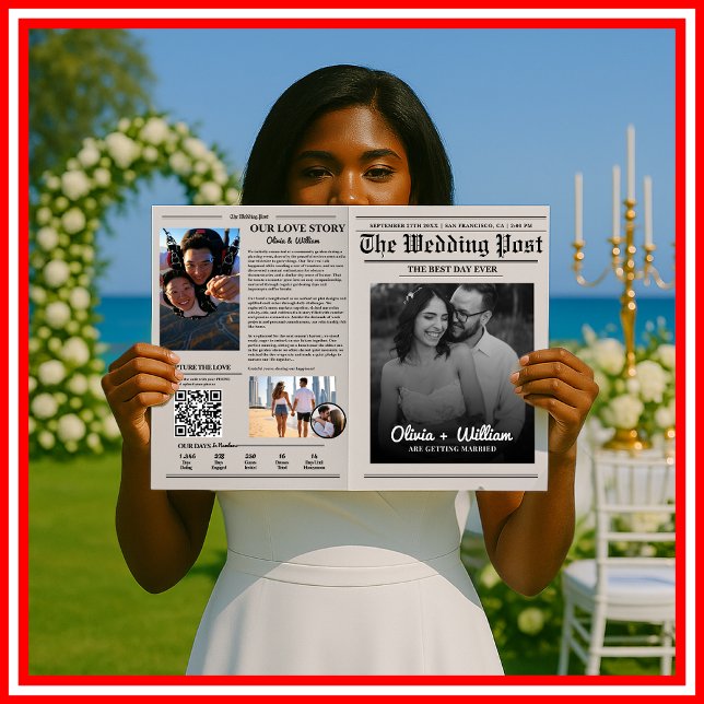 Zeitung Hochzeitsprogramm Moderne Hochzeitzeitzeit Karte (Von Creator hochgeladen)