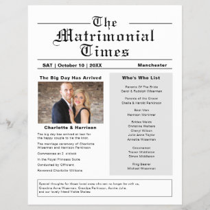 Zeitung im Flyer-Stil für Hochzeitsprogramme