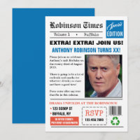 Zeitung jedes Zeitalter Geburtstag Foto Einladung