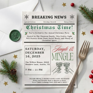 Zeitung Jingle und Mingle Cocktail Weihnachten Einladung