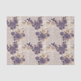 Zeitung Lila Floral Seidenpapier