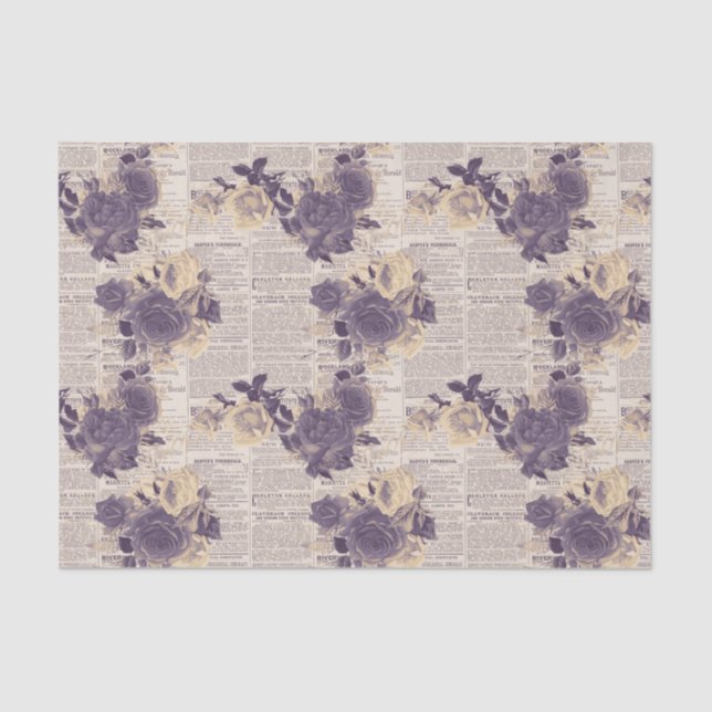 Zeitung Lila Floral Seidenpapier (Vorderseite)