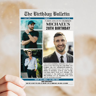 Zeitung mit Fotos jeden Geburtstag Einladung