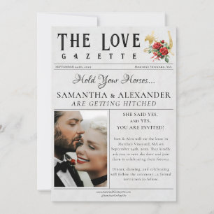 Zeitung Moderne Hufeisen Unikat Foto Hochzeit Save The Date