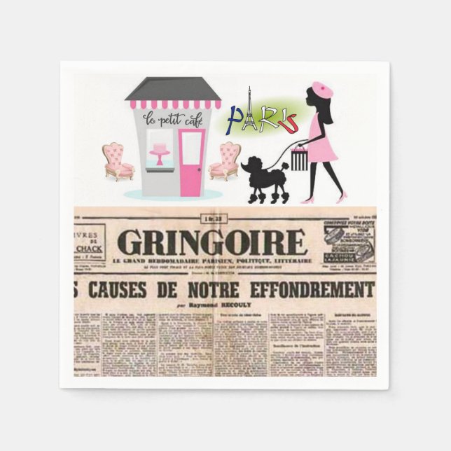 Zeitung Paris Napkins Serviette (Vorderseite)