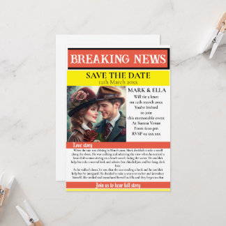 Zeitung Save the Date Einladung