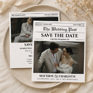 Zeitung Save the Date Hochzeits-Einladung