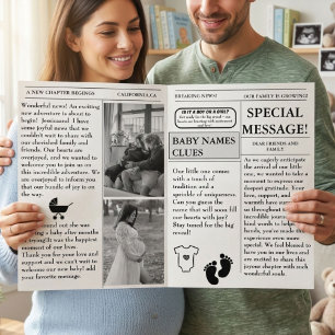 Zeitung Schwangerschaft  Baby Shower Ankündigung