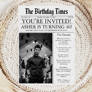 Zeitung Unique Fun 40. Geburtstag Foto Party Einladung