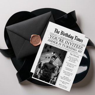 Zeitung Unique Fun 40. Geburtstag Foto Party Einladung
