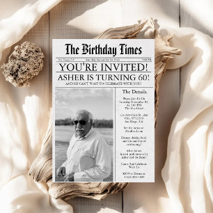 Zeitung Unique Fun 60. Geburtstag Foto Party Einladung