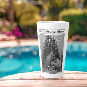 Zeitung Was für ein Jahr Schwarz-Weiß-Foto Weihnac Milchtasse