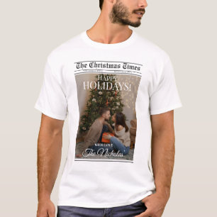 Zeitung Was für ein Jahr Schwarz-Weiß-Foto Weihnac T-Shirt