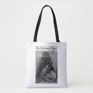 Zeitung Was für ein Jahr Schwarz-Weiß-Foto Weihnac Tasche