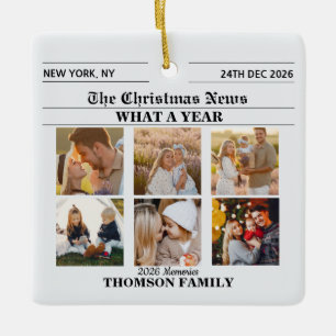 Zeitung Weihnachten Familie 6 Foto Collage Keramikornament