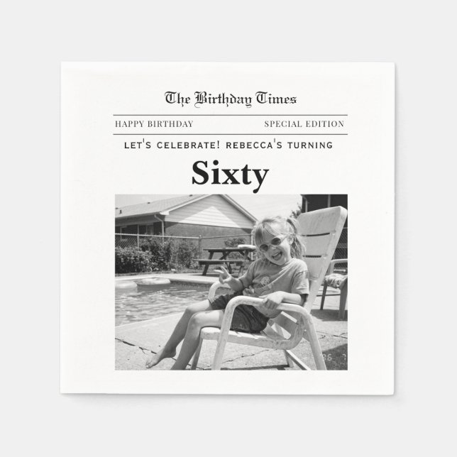 Zeitung zum 60. Geburtstag Serviette (Vorderseite)