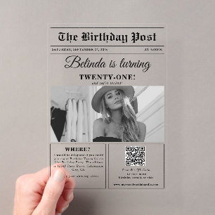 Zeitung zum Geburtstag Spaß Schwarz-Weiß-Foto Acryleinladungen
