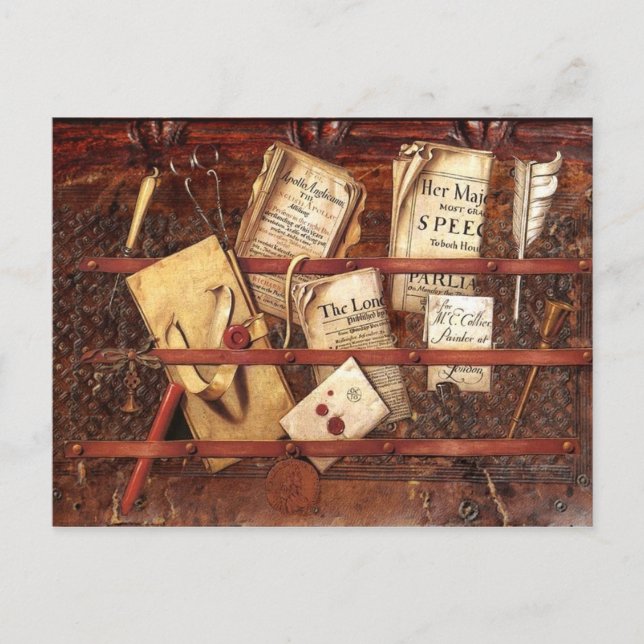 Zeitungen, Briefe und Schreibgeräte Postkarte (Vorderseite)