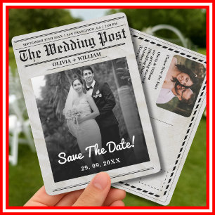 Zeitungs-Hochzeit Vintage Elegant Save The Date Einladung