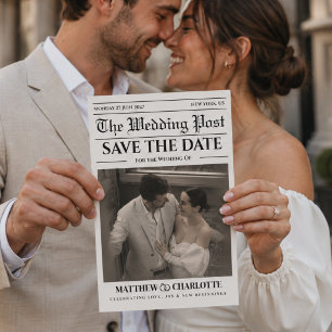 Zeitungs-Hochzeitskarte 'Save the Date'