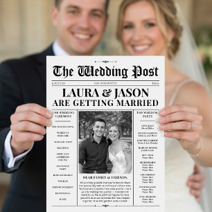 Zeitungs-Hochzeitsprogramm Schwarz-Weiß-Programme Flyer