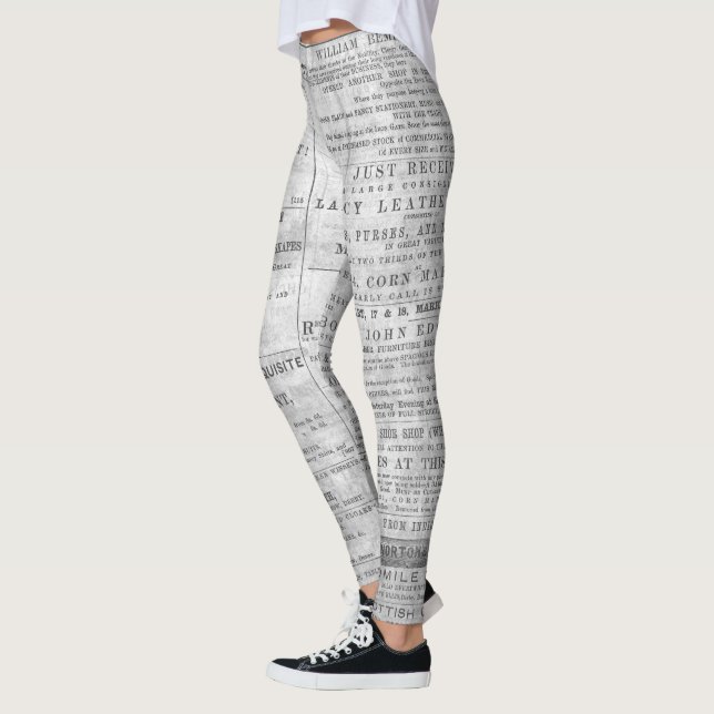 Zeitungs-Nachrichten drucken Schwarz-weißes Leggings (Links)