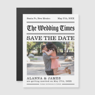 Zeitungs-Schlagzeilen-Foto Save the Date Magnet
