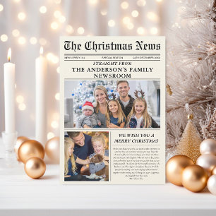 Zeitungs-Weihnachtsnewsletter-Fotocollage Feiertagskarte