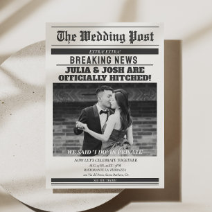 Zeitungsanzeige über heimliche Hochzeit Einladung