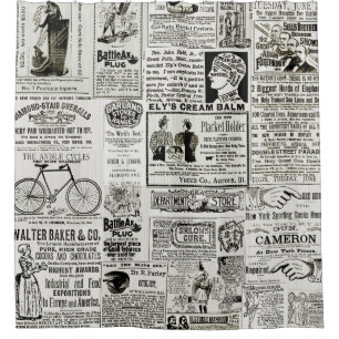Zeitungsanzeigen der 1890er Jahre Viktorianische V Duschvorhang