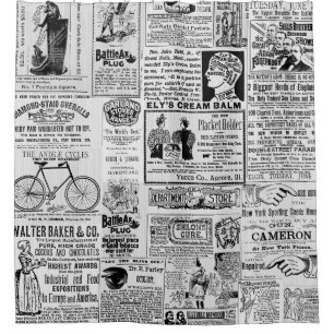 Zeitungsanzeigen der 1890er Jahre Viktorianische V Duschvorhang
