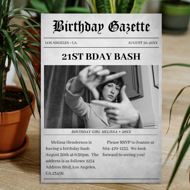 Zeitungsartikel Geburtstagspartei Einladung (Newspaper Article Birthday Party Invitation
)