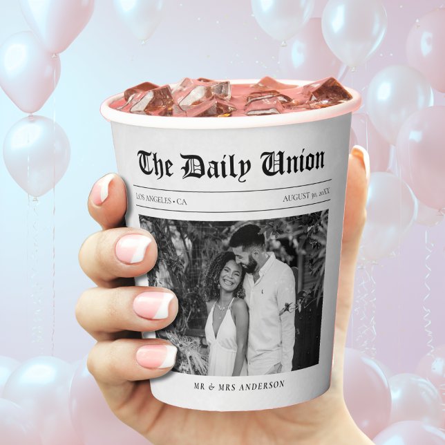 Zeitungsartikel Hochzeit Pappbecher (Newspaper Article Wedding Paper Cups
)
