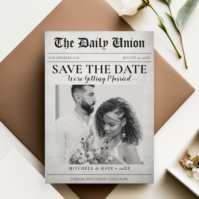 Zeitungsartikel Hochzeit Save The Date (Newspaper Article Wedding Save The Date)