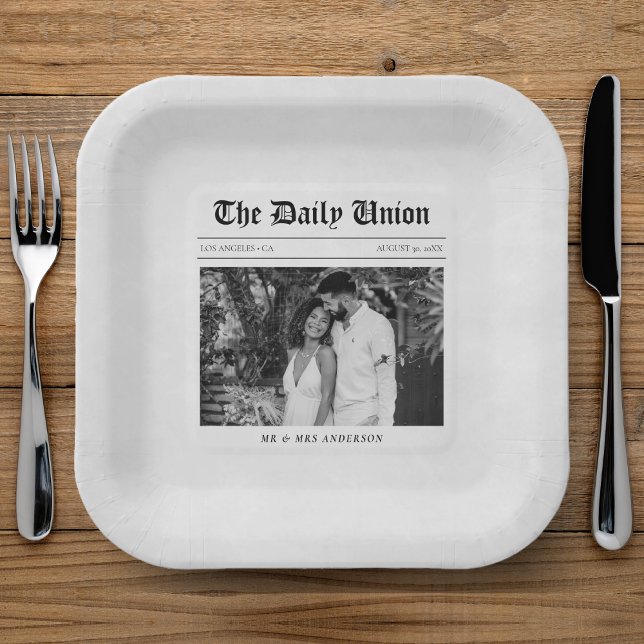 Zeitungsartikel Hochzeitsempfang Pappteller (Newspaper Article Wedding Reception Paper Plates
)