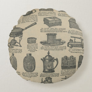 Zeitungsdesign im Vintage-Stil Rundes Kissen