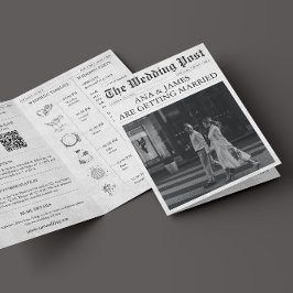 Zeitungsdetails QR in einer Hochzeit Einladung