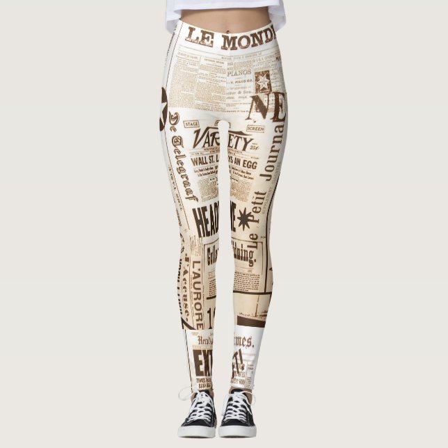 Zeitungsdruck-Leggings Leggings (Vorderseite)