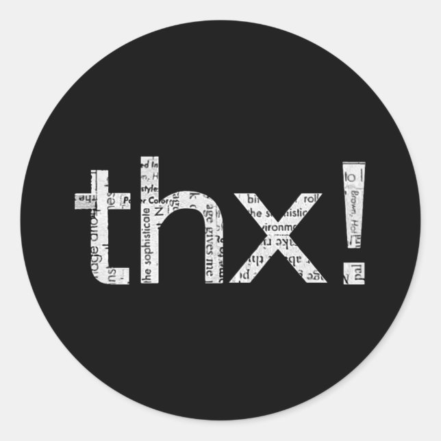 Zeitungsdrucke "THX" Typografie-Aufkleber Runder Aufkleber (Vorderseite)