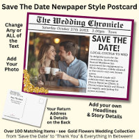 Zeitungsfoto-Stil Save-The-Date, Maroon & Gold