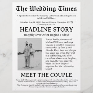Zeitungshochzeitprogramm Flyer