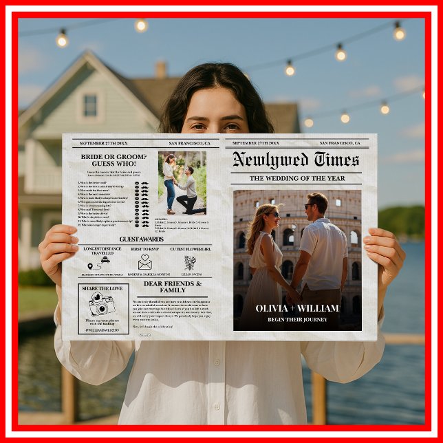 Zeitungshochzeitprogramm Vintage Einmalzeitschrift Karte (Von Creator hochgeladen)