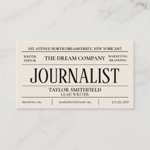 Zeitungsjournalismus Schriftsteller Vintage Visitenkarte
