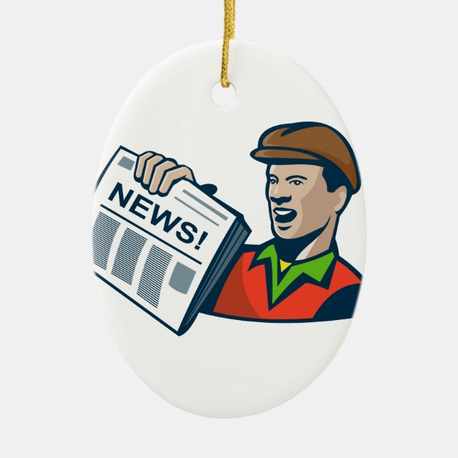 Zeitungsjunge-Zeitungs-Lieferung Retro Keramikornament (Vorne)