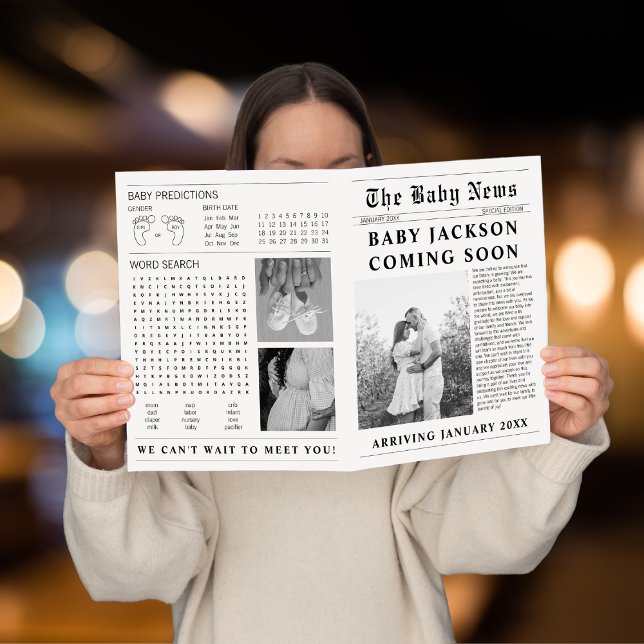 Zeitungsjunges bald Schwangerschaftsankündigung Karte (Newspaper Baby Coming Soon Pregnancy Announcement)