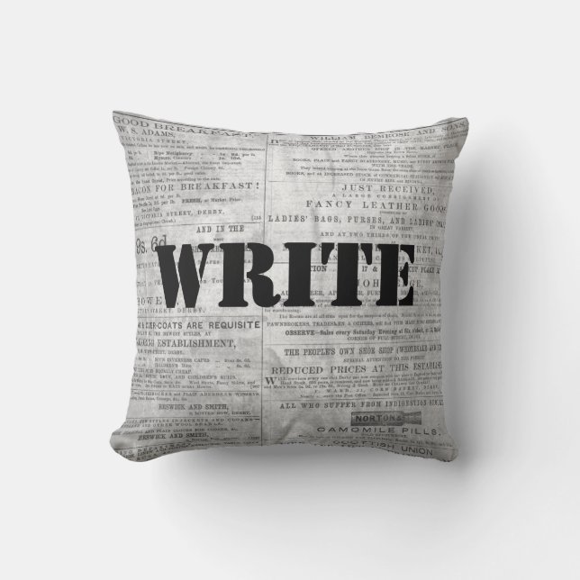 Zeitungsnachrichten Druckschrift Writer Throw Kiss Kissen (Vorderseite)