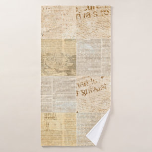 Zeitungspapier grunge gealterte Zeitungspapiermust Badehandtuch