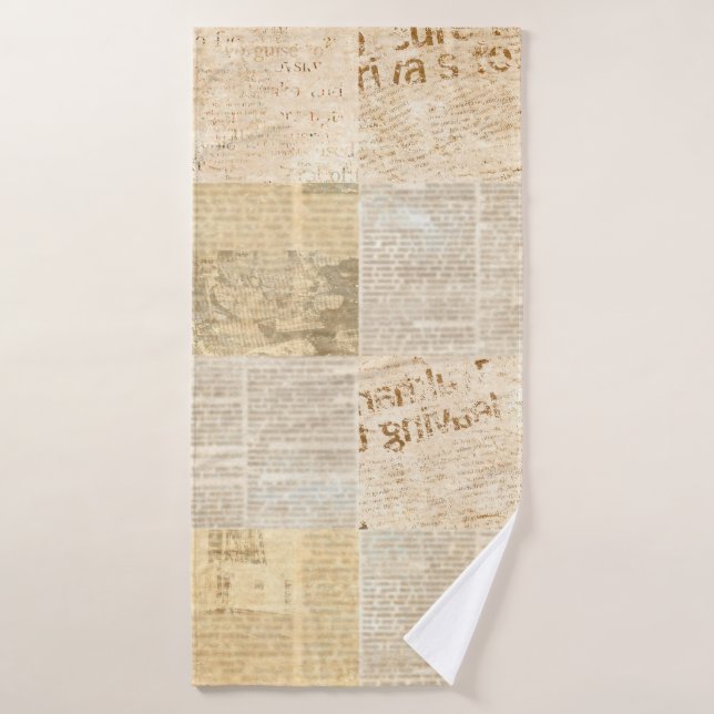 Zeitungspapier grunge gealterte Zeitungspapiermust Badehandtuch (Badehandtuch)