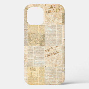 Zeitungspapier Grunge gealtertes Newsprint-Muster iPhone 12 Hülle